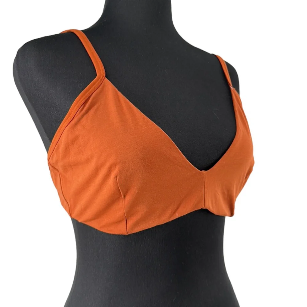 Everlane The Cotton Bralette cognac orange brown lounge comfort light support XL